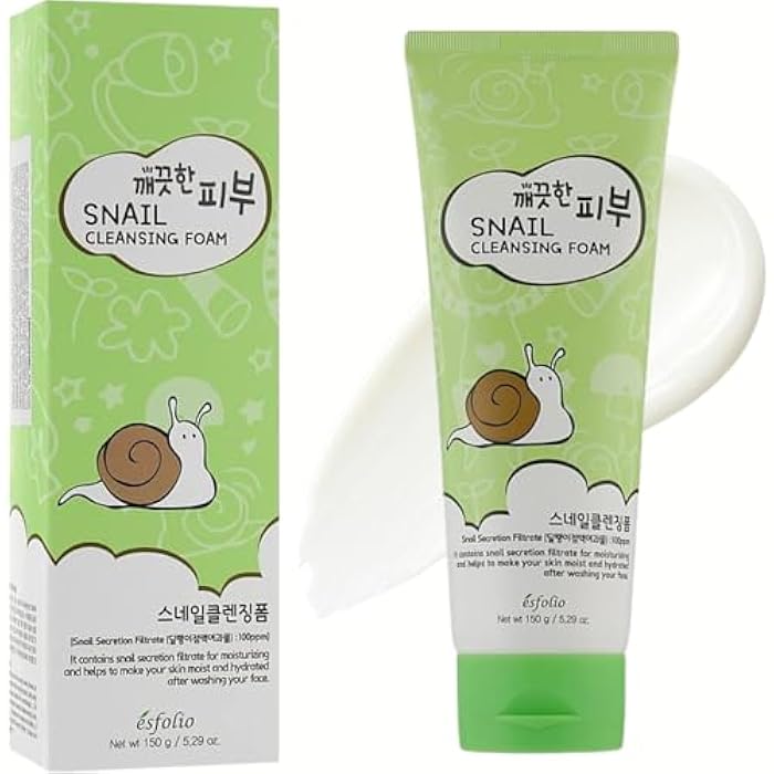 esfolio Snail Cleansing Foam – Nourishing Face Wash for Hydrated & Smooth Skin – Korean Skincare with Snail Extract for Deep Pore Cleansing & Anti-Aging – Gentle Foaming Facial Cleanser (5.29oz-150g) - Image 2