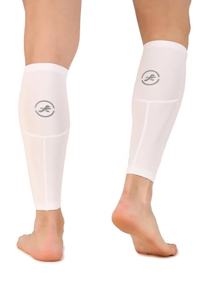 ReDesign Apparels ReDesign Compression Calf Sleeves Support, Leg Compression Sleeves for Sports, Gym, Running, Cycling, Jogging and Workout (White, M) - Image 1