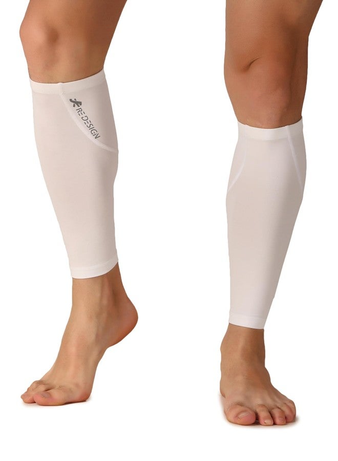 ReDesign Apparels ReDesign Compression Calf Sleeves Support, Leg Compression Sleeves for Sports, Gym, Running, Cycling, Jogging and Workout (White, M) - Image 2