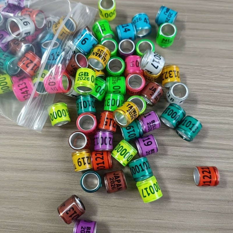 Fluorescent Yellow Multi Color Pigeon Leg Rings 20pc Training Bird Foot Id Belts - Image 1