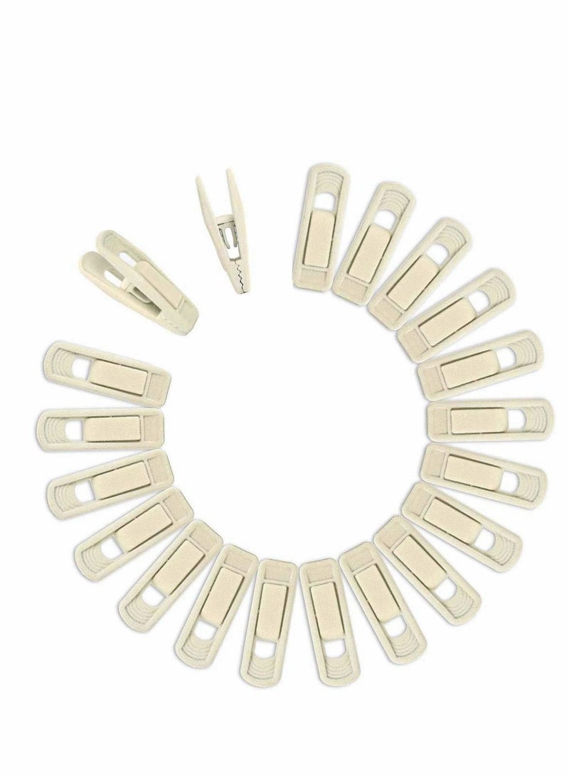 SOLARAE Velvet Hangers Clips, 20 Pcs Beige Pants Velvet Clips, Ivory Pants Hangers Velvet Clips, Strong Finger Flocked Clips Perfect for Use with Slim-line Clothes Velvet Hangers - Image 1