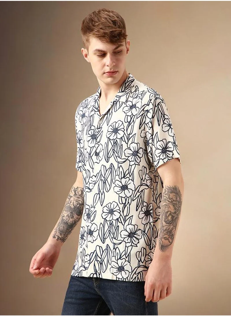 دينيس لينغو Men's Multicoloured Rayon Printed Button Down Relaxed Fit Shirt