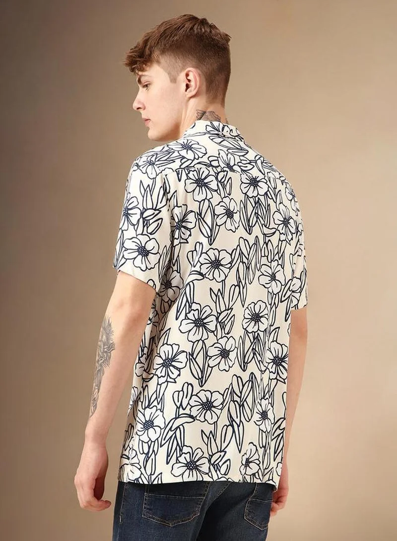 Dennis Lingo Men's Multicoloured Rayon Printed Button Down Relaxed Fit Shirt