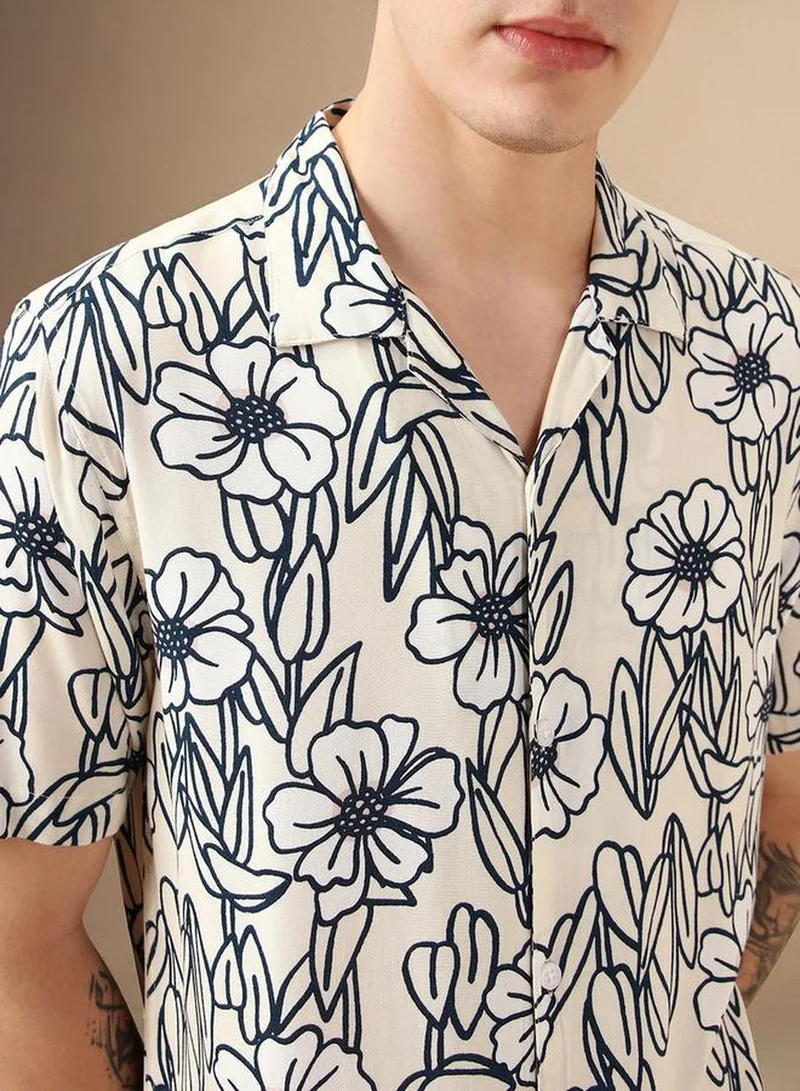Dennis Lingo Men's Multicoloured Rayon Printed Button Down Relaxed Fit Shirt