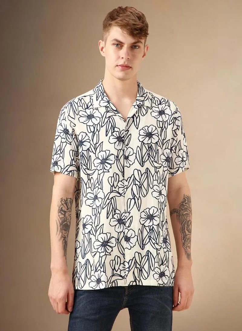 Dennis Lingo Men's Multicoloured Rayon Printed Button Down Relaxed Fit Shirt