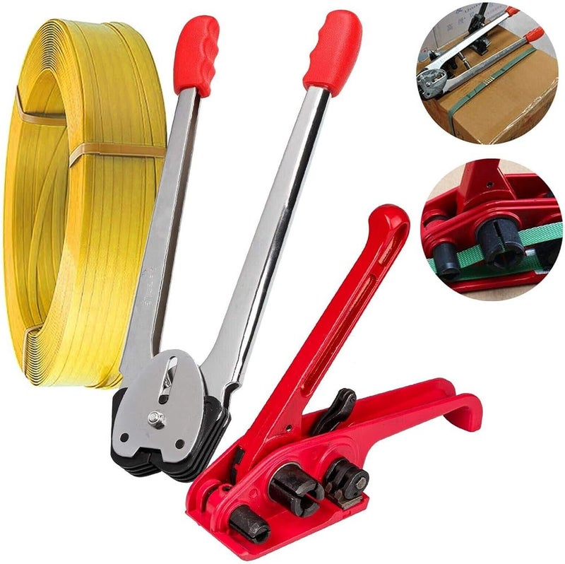 Palmarosa Heavy Duty Manual 4 in 1 PET/PP Manual Strapping Tools Packing Machine Set Tensioner & Sealer 100m Packing Belt - Image 2