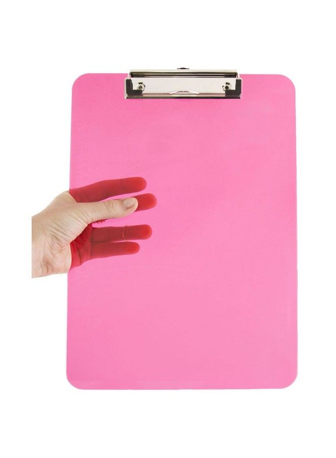 JAM Paper Plastic Clipboards With Low Profile Metal Clip Letter Size (9 X 12.5) Fuchsia Pink 12 Clip Boards Pack - Image 1
