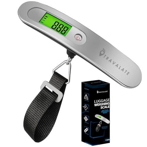 TRAVALATE Digital Luggage Weighing Scale with Backlit LCD Display | Portable and Accurate Travel Weight Scale with One-Touch Measurement & Strong Strap | Up to 50kg Capacity – Silver - Image 1