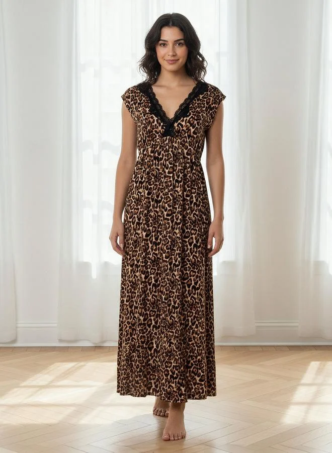 أدريا Aadaraya Night Gown Short Sleeves Lace Trim