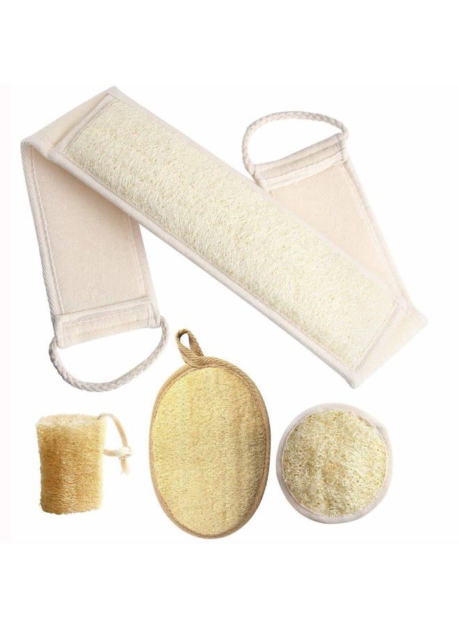 FEBSNOW Loofa Body Scrubber - 4 PCS Exfoliating Loofah Back Scrubber Natural Luffa Shower Bath Sponge Exfoliating Washcloth Face Scrubber Pad for Deep Clean & Invigorate Your Skin - Image 1