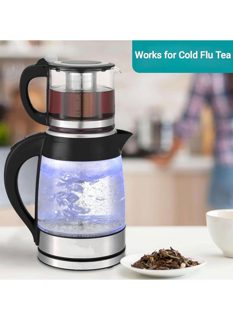 Generic - Electric Tea Maker Kettle 1.7L with High Borosilicate Glass with Blue LED Display, Auto Shut-Off & Boil-Dry Protection – Glass Teapot Kettle with Infuser for Tea, Coffee & Hot Water - Image 1