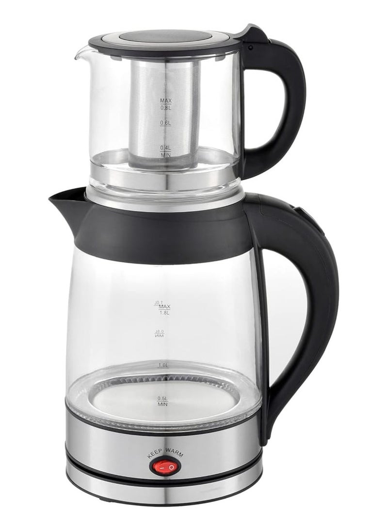 Generic - Electric Tea Maker Kettle 1.7L with High Borosilicate Glass with Blue LED Display, Auto Shut-Off & Boil-Dry Protection – Glass Teapot Kettle with Infuser for Tea, Coffee & Hot Water - Image 1