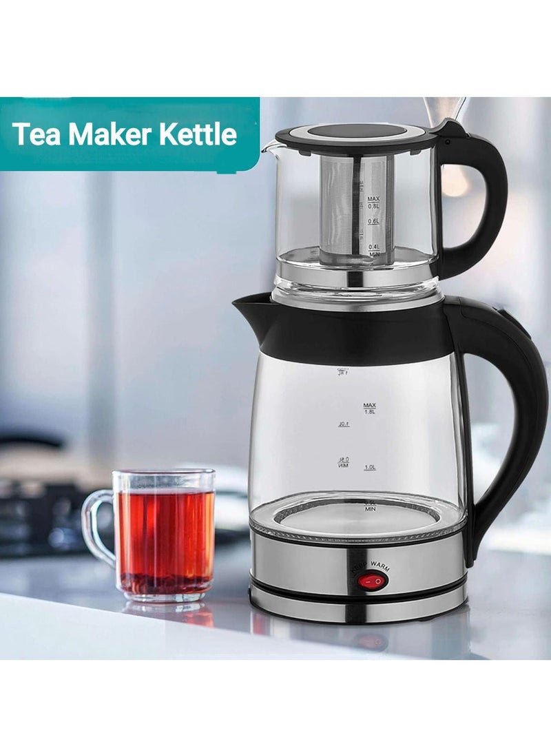 Generic - Electric Tea Maker Kettle 1.7L with High Borosilicate Glass with Blue LED Display, Auto Shut-Off & Boil-Dry Protection – Glass Teapot Kettle with Infuser for Tea, Coffee & Hot Water - Image 1