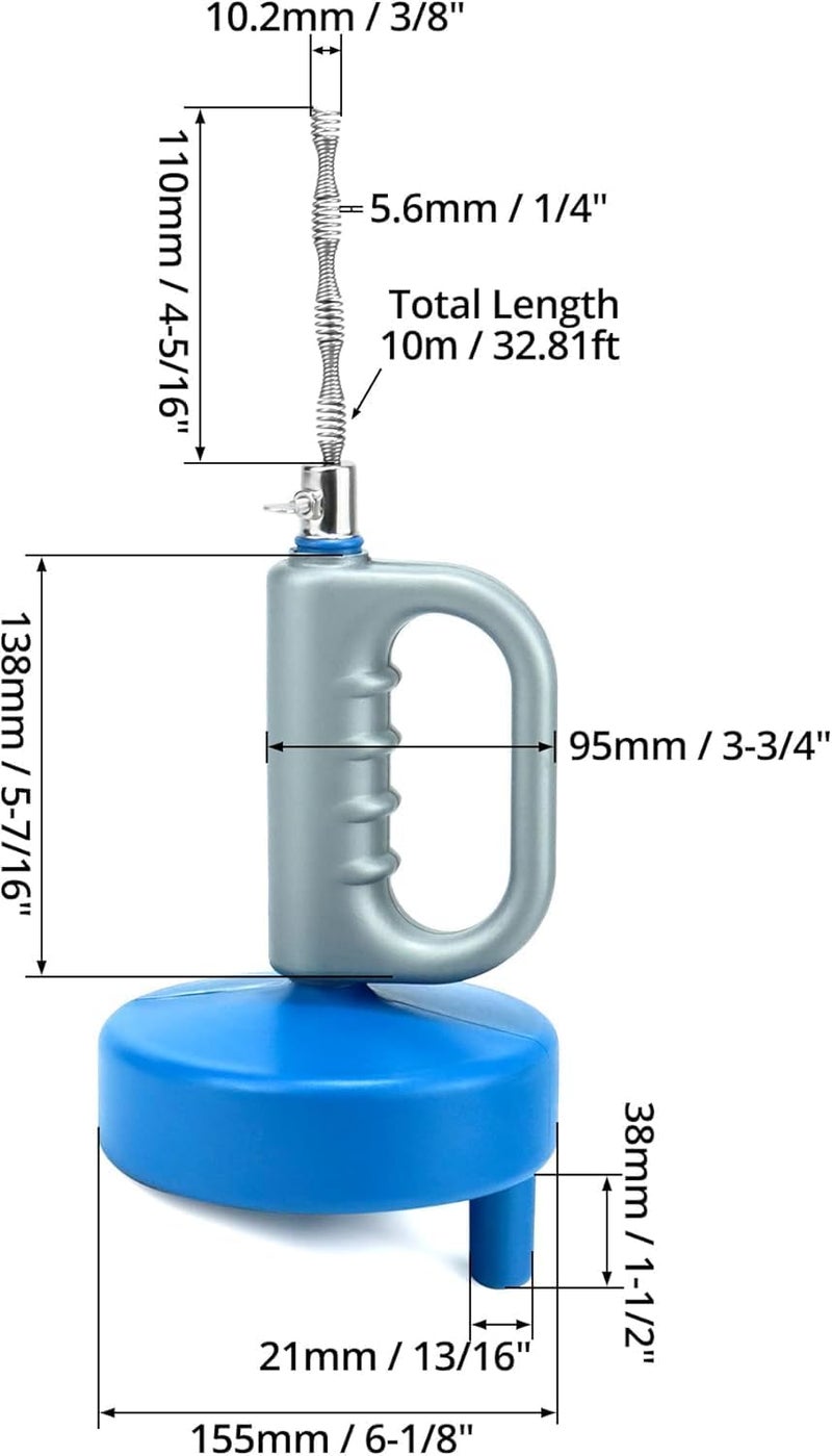 سيلتوكس 5M × 5.6mm أداة إزالة انسداد المصارف الحلزونية | أداة مرنة حلزونية لإزالة انسداد الشعر في حوض الاستحمام والدش وحوض الحمام ومطبخ الصرف - Image 3