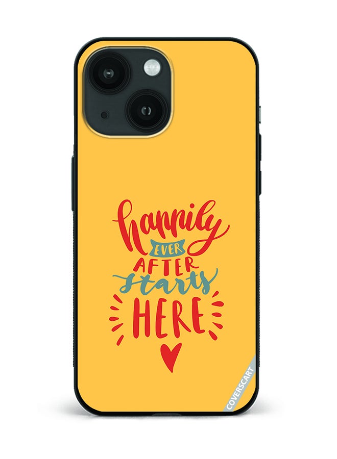 Protective Case Cover For Apple iPhone 14 Happy Quotes Design Yellow