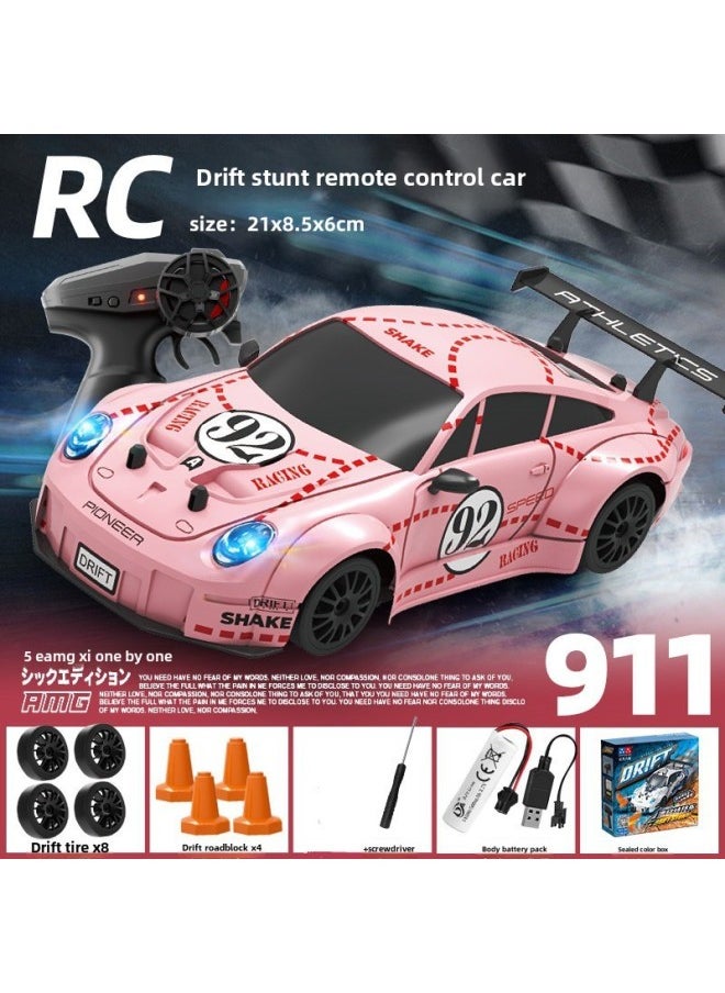 Daifa High Speed RC Remote Control Drift Car 911 Stunt Four-wheel Drive Fine Speed Drift Beginner's Practice Children's Toys-Color:911 Pink -Scale:Chinese Color Box Comes Standard  - Image 1