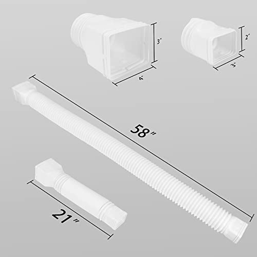 PXCAYFF 2 Pack Rain Gutter Downspout Extensions Flexible,Downspout Extender Diverter Extendable from 21" to 58". Drain Pipe Connector Extendable for Most Residential Downspouts (White) - Image 2