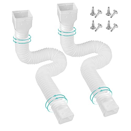PXCAYFF 2 Pack Rain Gutter Downspout Extensions Flexible,Downspout Extender Diverter Extendable from 21" to 58". Drain Pipe Connector Extendable for Most Residential Downspouts (White) - Image 1