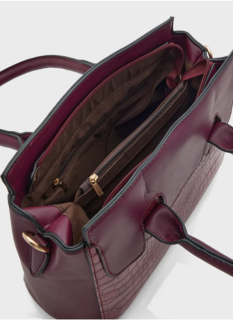 ايلا 2 In 1 Croc Satchel Bag With Pouch Set