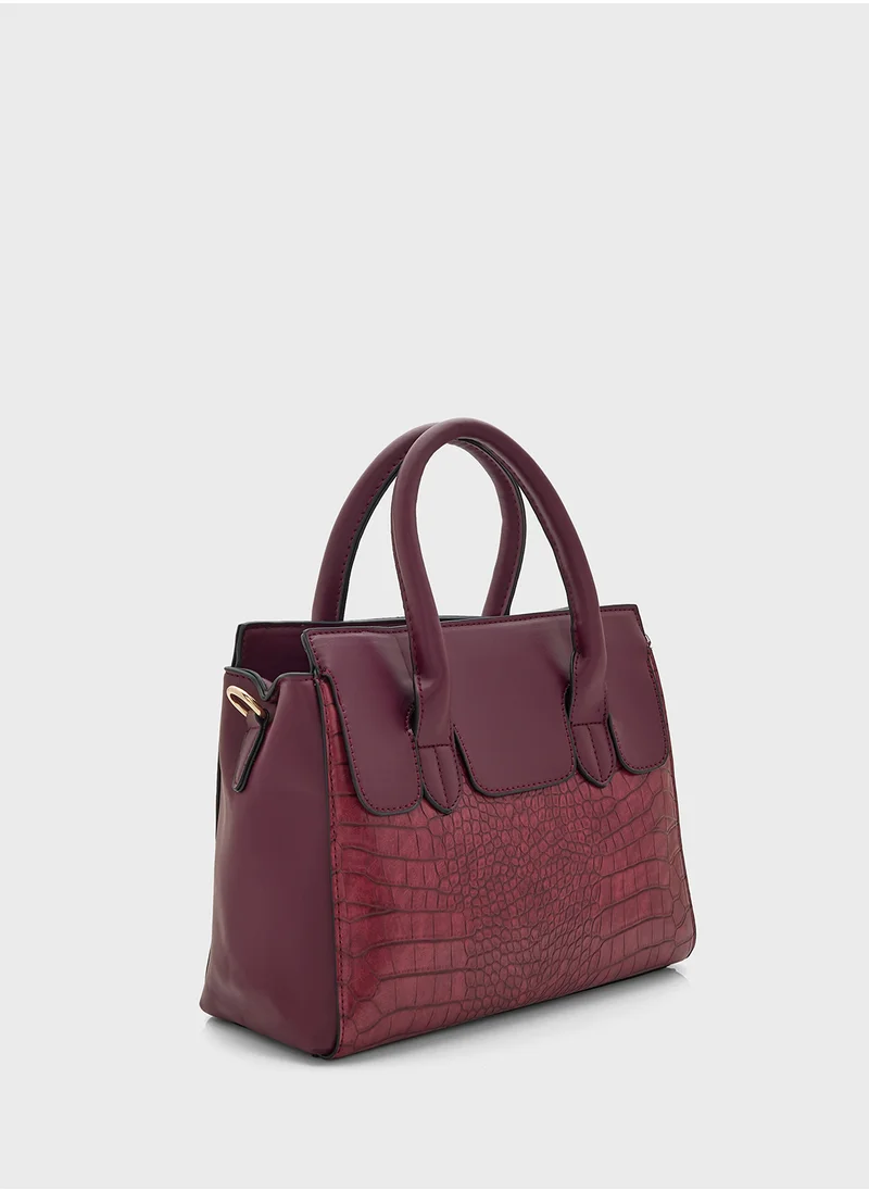 ايلا 2 In 1 Croc Satchel Bag With Pouch Set