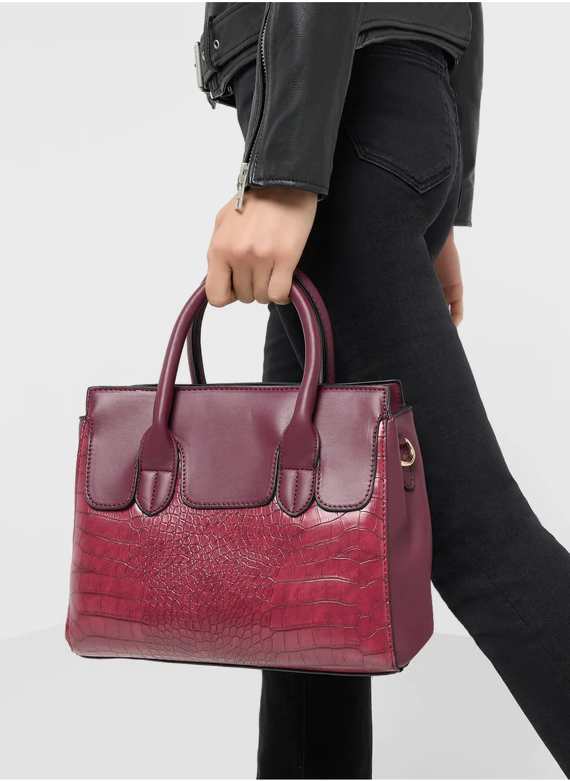ايلا 2 In 1 Croc Satchel Bag With Pouch Set