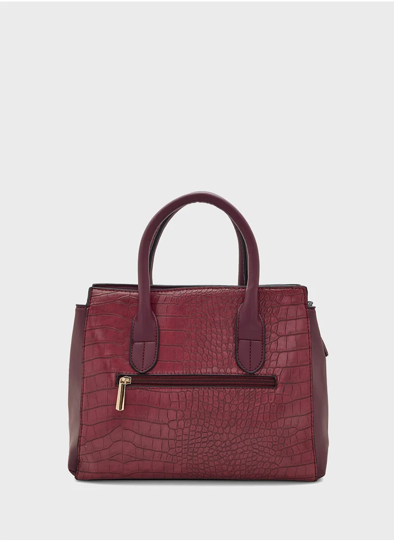 ايلا 2 In 1 Croc Satchel Bag With Pouch Set