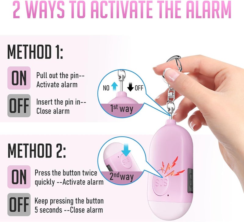 Kimfly Self Defense Keychain Personal Alarm- 130dB Rechargerable Self Defense Alarm Keychian with Emergency LED Flashlight - Security Personal Protection Device for Women Girls Kids Elderly - Image 2