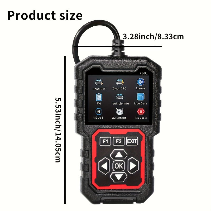 V601 OBD2 Scanner Black Car Fault Code Reader Diagnostic Tool Quick Check Engine Code Reader For All Vehicles From 1996 And Above Color Screen Data Stream O2 Test Vehicle Information I M Readiness - Image 2