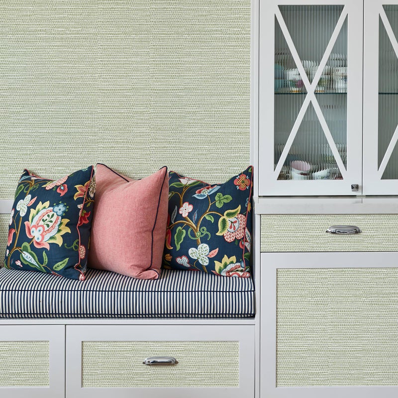 Simon&Siff Green Textured Grasscloth Peel and Stick Wallpaper 17.7"x118" Neutral Faux Grassweave Wallpaper Waterproof Self Adhesive Removable Wallpaper Mural for Home Decor Bedroom Kitchen Cabinet - Image 4