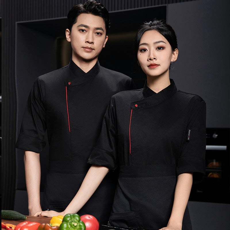 High-End Chef Work Clothes Men'S Three-Quarter Sleeves Catering El Restaurant Restaurant Baking Mid-Sleeve Long-Sleeved Kitchen Clothing - Image 1