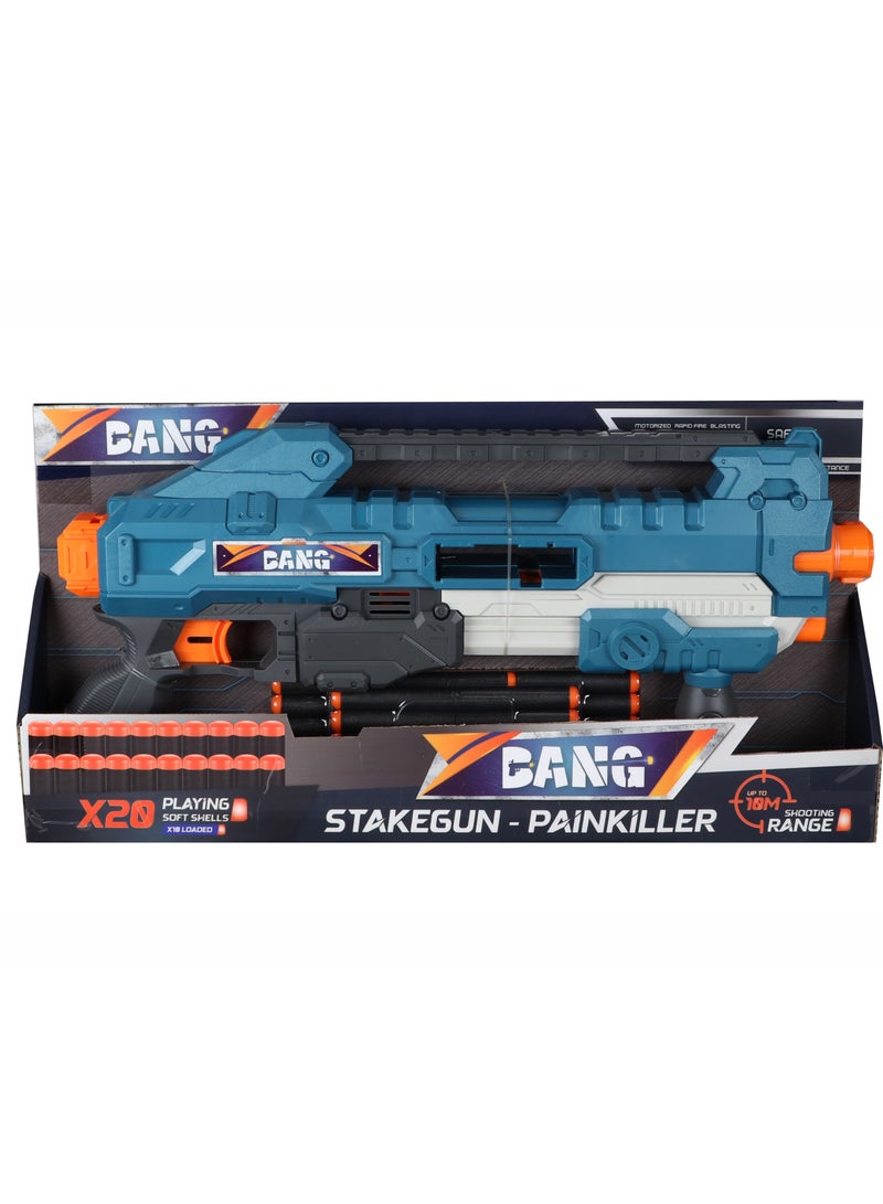 Bang - Stakegun Painkiller Toy Gun with 20 Bullets, Manual Firing, Long Range Shooting for Kids - Image 1