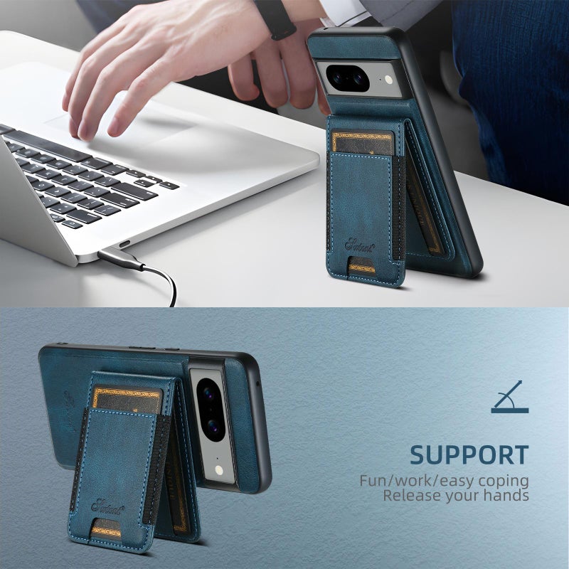 Suteni For Google Pixel 10 Pro Xl H17 Oil Eax Leather Detachable Wallet Phone Case(Blue) - Image 3