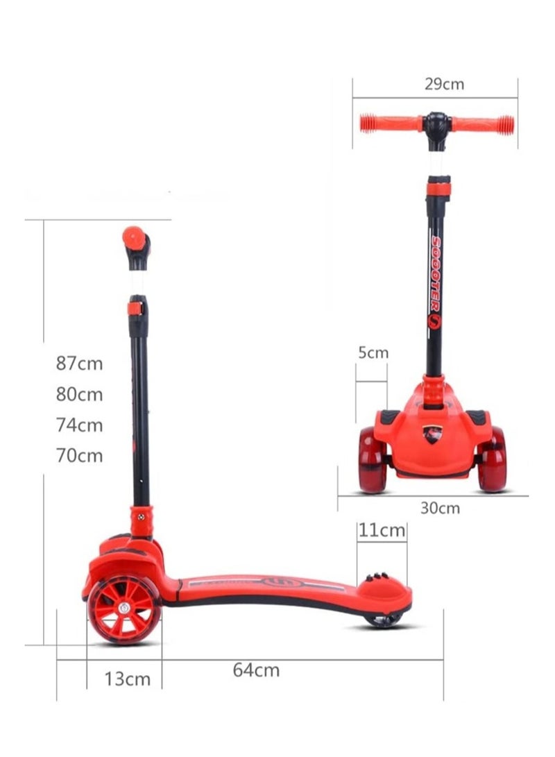 Cool Baby Kid's Scooter 3 Wheels Big Pedal Foldable Kick Scooter with Music, Height Adjustable with LED Light Wheels  - Image 4