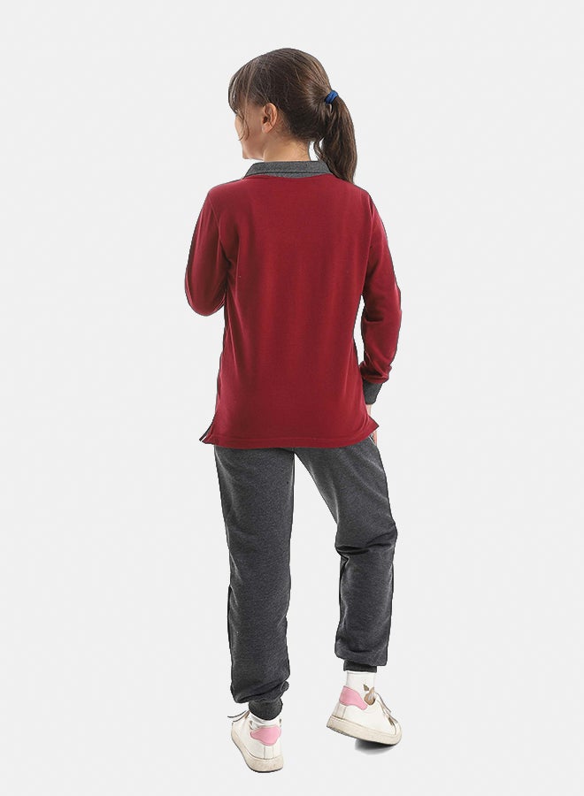 Red Circle Long Sleeve Polo Set & Pants Kids Unisex - Image 5