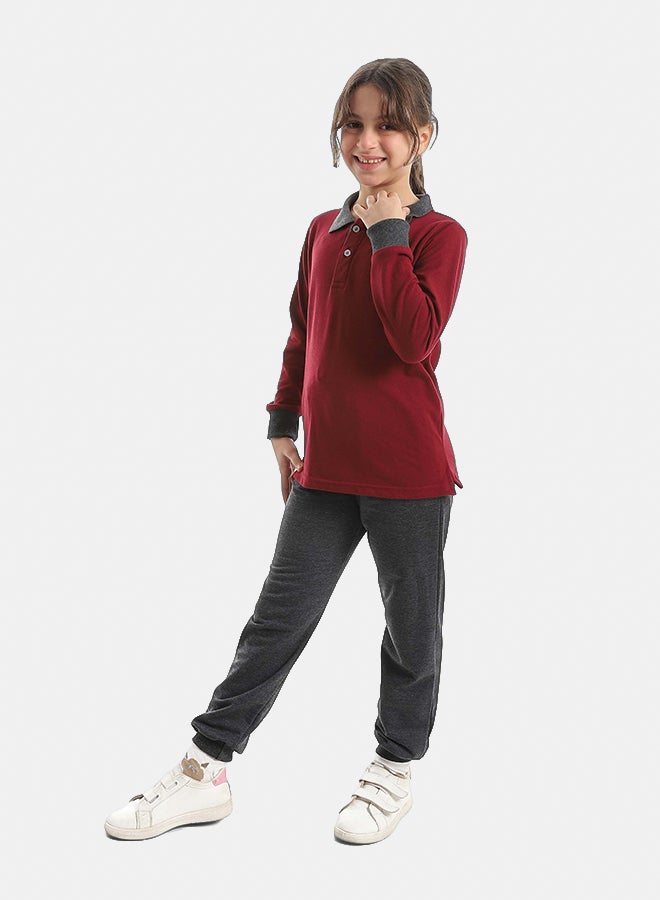 Red Circle Long Sleeve Polo Set & Pants Kids Unisex - Image 3