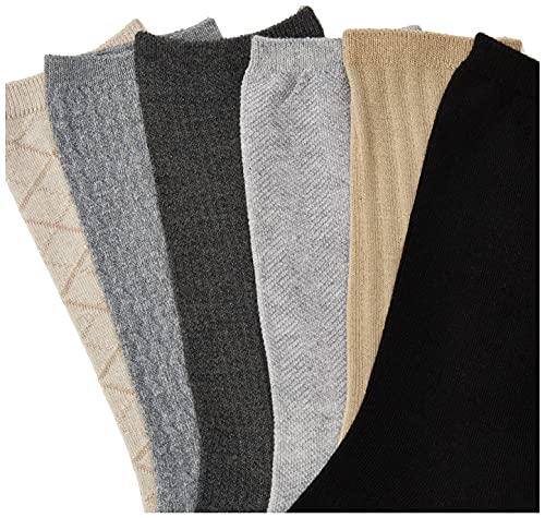 GOLDTOE Women's Casual Texture Crew Socks, Multipairs, Assorted Khaki Grey Diamond (6-Pairs), Shoe Size: 6-9 - Image 2