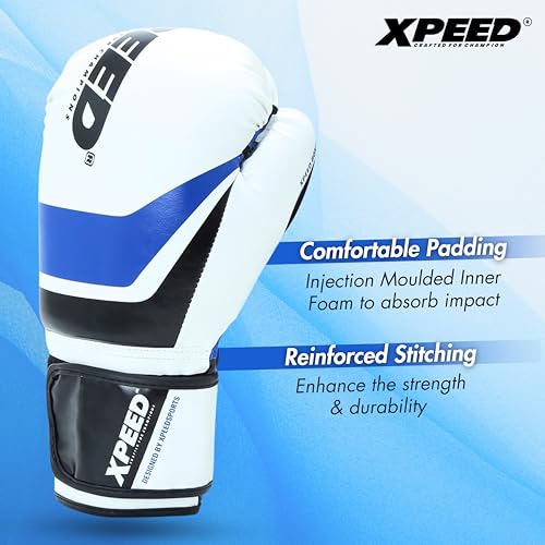 XPEED Boxing Gloves, XP2473 X-Shock Sparring Gloves for Boxing, MMA, Kickboxing, Muay Thai | Fight Boxing for Men & Women | Moulded Inner Foam | Inner Lining & Reinforced Stitching (14oz, Blue) - Image 4