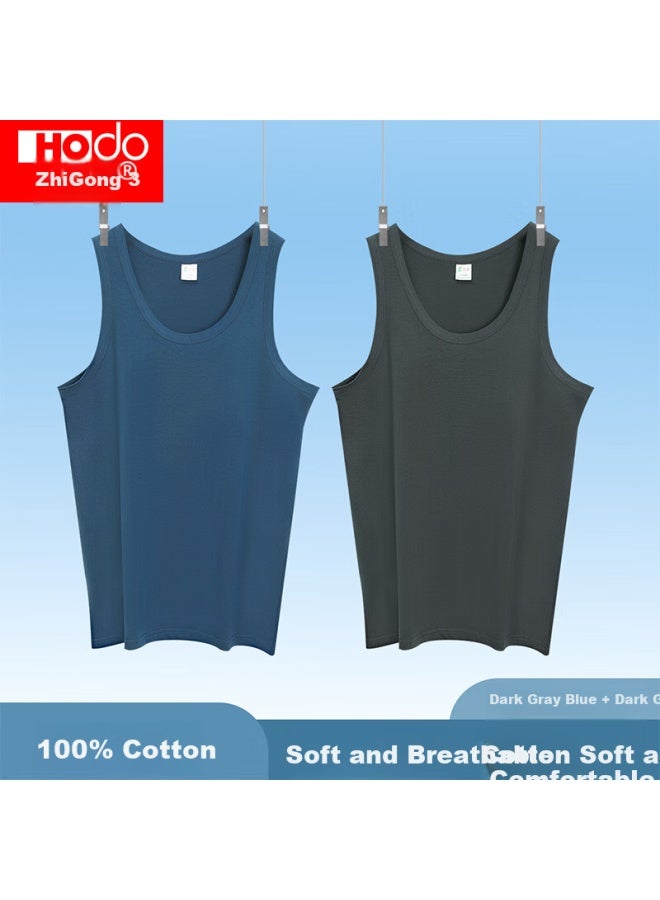 Hodo 2-pack قمصان رجالية قطنية بدون أكمام ماصة للعرق تنفس مجموعة ملابس داخلية 175/100 - Image 1