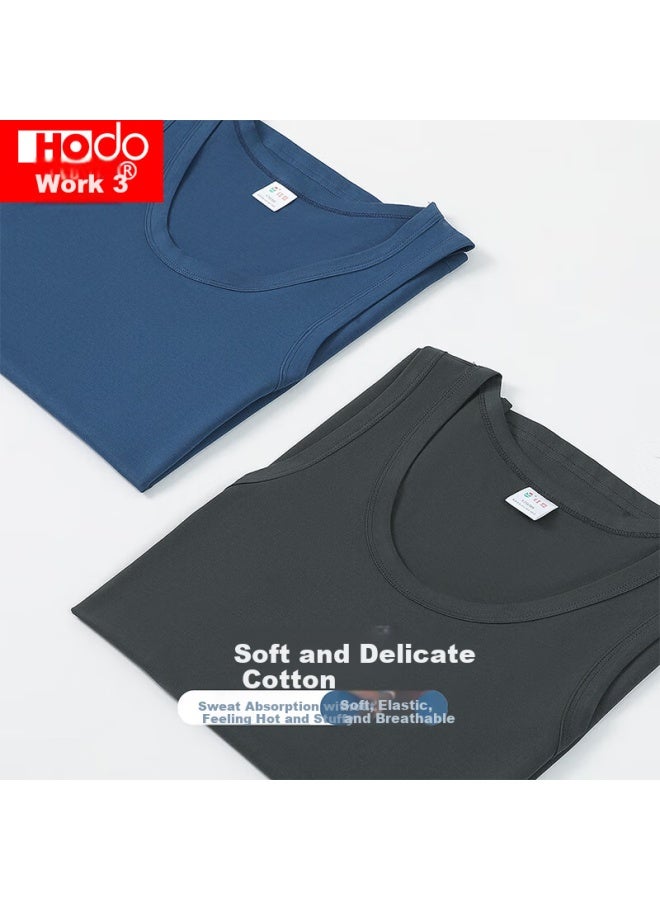 Hodo 2-pack قمصان رجالية قطنية بدون أكمام ماصة للعرق تنفس مجموعة ملابس داخلية 175/100 - Image 2