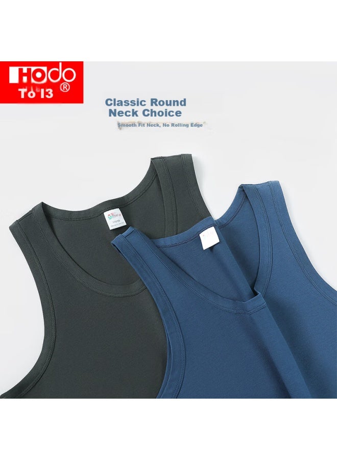 Hodo 2-pack قمصان رجالية قطنية بدون أكمام ماصة للعرق تنفس مجموعة ملابس داخلية 175/100 - Image 3