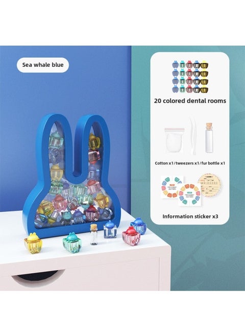Children's Deciduous Teeth Box Commemorates Girl's Teeth Storage Box Baby's Teeth Replacement Collection Boy's Teeth Decoration-Color:Rabbit Tooth Box-blue