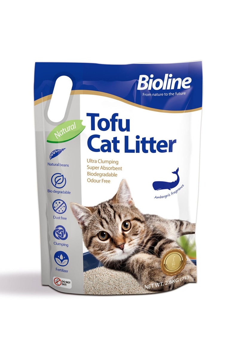 بايولاين رمل القطط بيولاين توفو 7 لتر – برائحة العنبر، تكتل طبيعي وتحكم بالروائح - Image 1