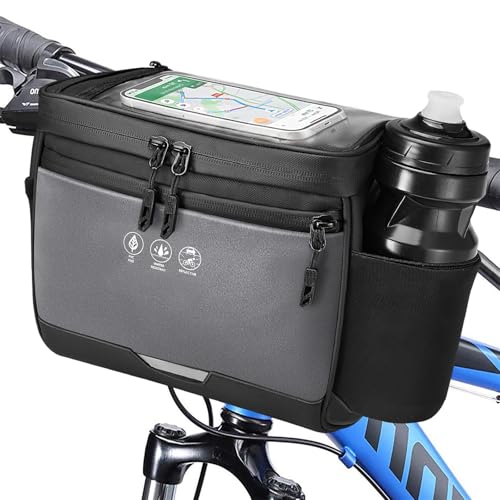 WOTOW Bike Front Handlebar Bag - Large Reflective Bicycle Handlebar Basket Bags Waterproof Storage Pannier for Bike Touchable Transparent Phone Holder Pouch for Men Women Road MTB Outdoor Cycling 3.5L - Image 1