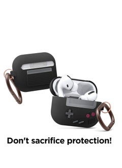 KASTWAVE Compatible for Airpods Pro Case, Classic Handheld Game Console Design Case with Keychain, Durable Silicone Construction [Black]  - Image 3