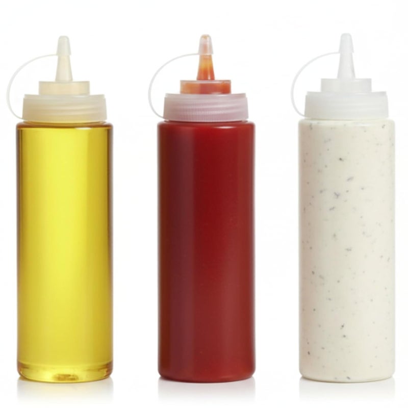 DAOME زجاجة ضغط بلاستيكية لتوزيع الكاتشب والخردل والعسل - 650 مل (3 قطع) - Image 1