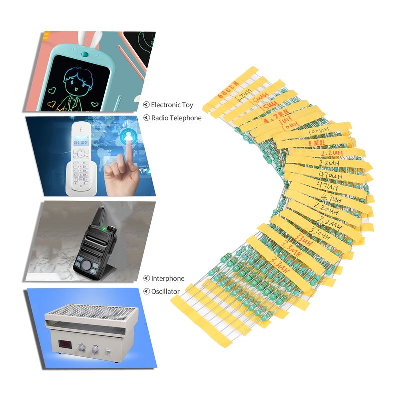 Pcs φ0510 DIP Chromatic Ring Inductor Assortment Kit Set Tolerance ±10% Power 1W 20 Inductance 1/10/100/2.2/22/220/3.3/33/330/4.7/47/470/6.8/680/15/150μH 1/2.2/3.3/4.7MH - Image 3