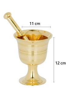 Royal Brass Mortar and Pestle Gold 12X11 Centimeter  - Image 2