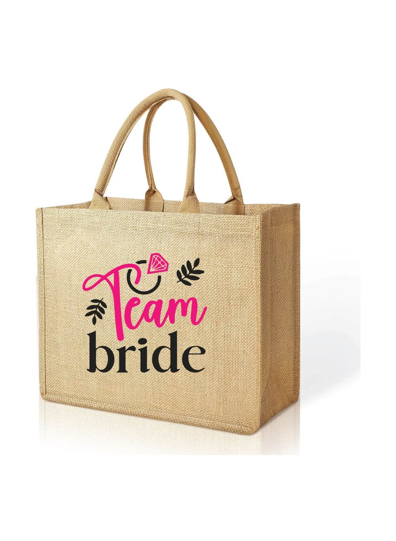 PRINTSHOP4ME Team Bride Jute Totes - Eco-Friendly Gifts for Every Team Member - Bridesmaids Besties - Weddings and Bridal Showers Jute Bag  - Image 1