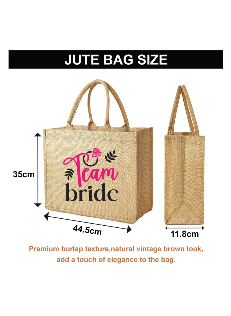 PRINTSHOP4ME Team Bride Jute Totes - Eco-Friendly Gifts for Every Team Member - Bridesmaids Besties - Weddings and Bridal Showers Jute Bag  - Image 2