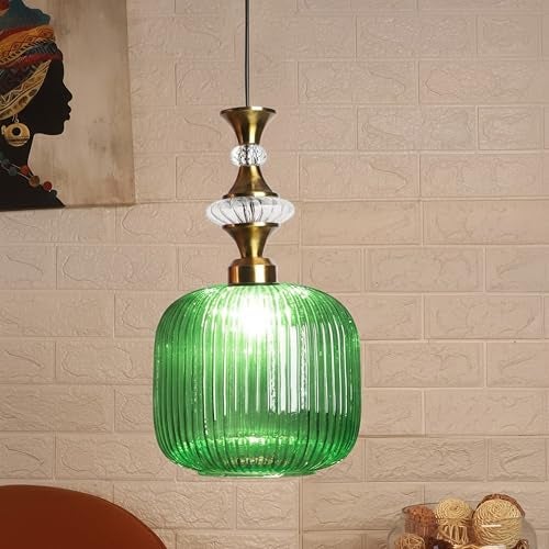 ELIANTE Povque Iron Hanging Light Vintage Decorate Hanging Lamp for Farmhouse Living Room Bedroom Corridor - | 3 Year Warranty | Free Led Bulb (JS-1322-HL-Green) - Image 1